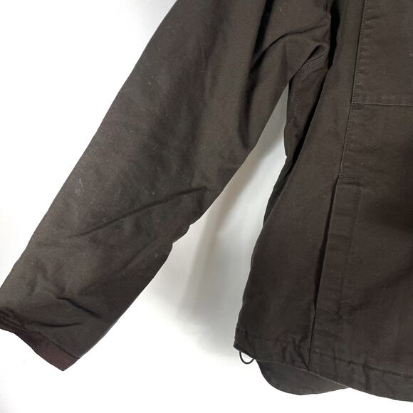 SOLD-Carhartt Washed Duck Sherpa Lined Utility Jacket Brown Coat Relaxed Sz L - Picture 4 of 11